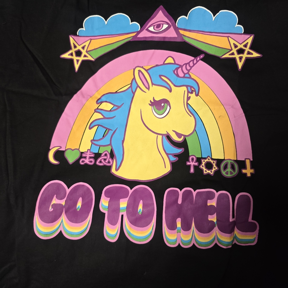 Killstar Black Tee with Colorful Unicorn Graphic